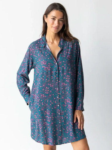 [LHDRS002440] Georgia Shirt Dress  xs Dark Teal