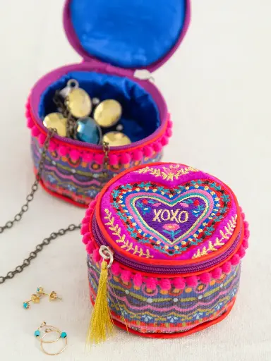 [BAG316] Jewelry Round XOXO Purple Pink