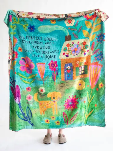 [BLKT000078] Reversible Cozy Blanket Dog
