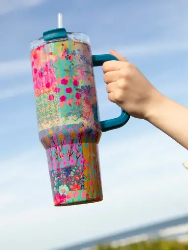 [WB000043] Mega 40 oz Tumbler Pink Watercolor