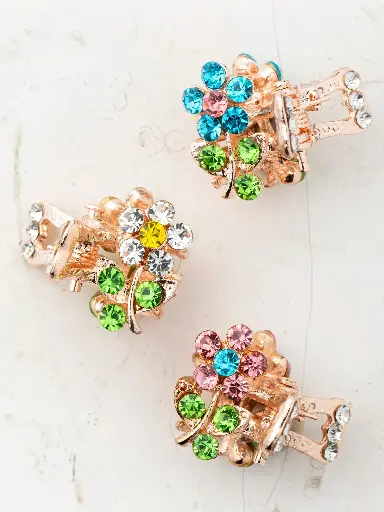 [HCL000070] Rhinestone Daisy Claw Clip S/3