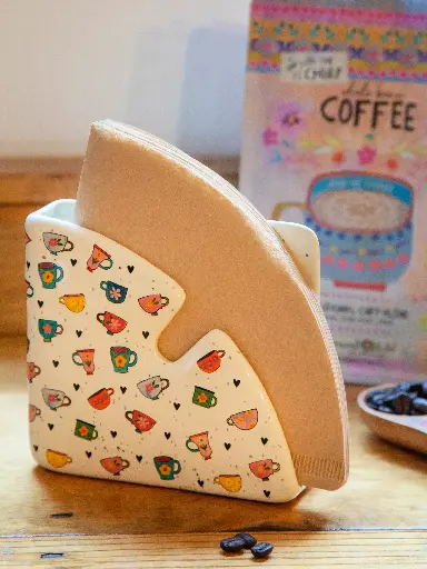 [KTT000185] Servilletero y Portafiltros de café tacitas felices