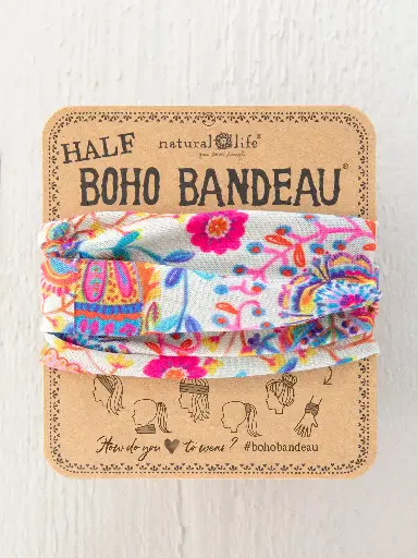 [BBW000163] Half Boho Bandeau Black Print