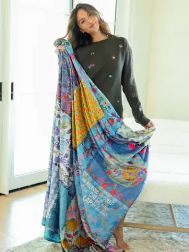 [BLKT000103] Manta reversible acogedora color verde azulado