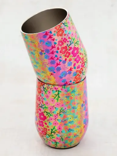 [WB000045] Wine Tumbler Rainbow Floral
