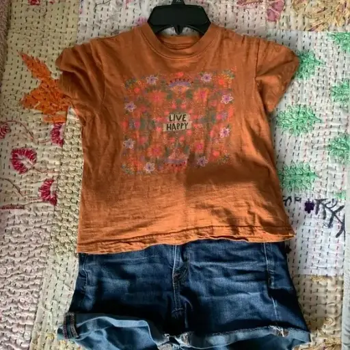 [TEE001378] T-Shirt Boho Orange Live Happy