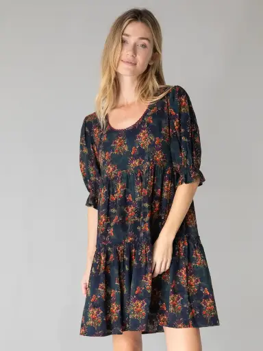 [LHDRS002966] Collette Short Dress L Navy Red