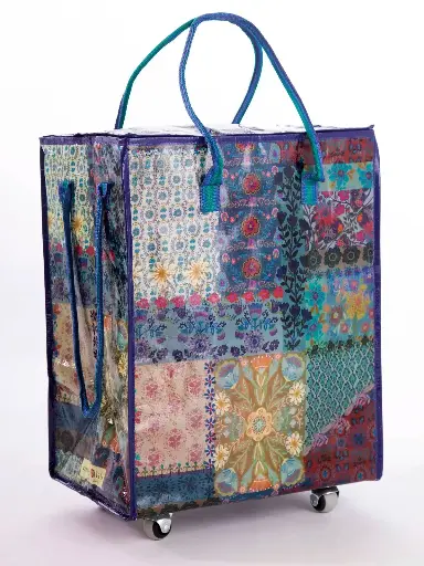 [BAG0000159] Bolso con ruedas mediano con estampado azul