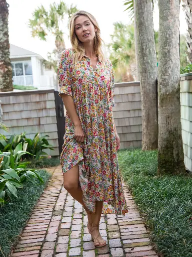 [LHDRS001054] Vestido Rebecca XXL Blanco Fucsia