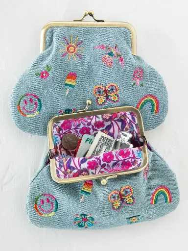 [BAG000202] Monedero Kisslock Denim Icon