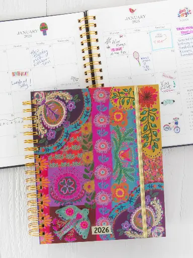 [DSK000064] Agenda 17 meses 2026 Lilas y Flores