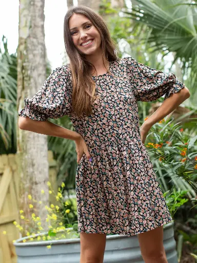 [LHDRS003264] Vestido Florecitas Otoño L con Mangas