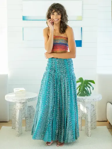[SKRT000590] Falda convertible en Vestido color Aqua