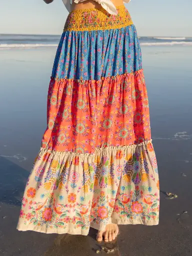 [SKRT000636] Falda Emilia Volantes Maxi Skirt XS