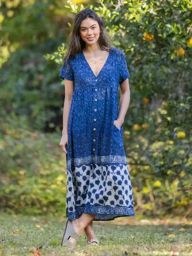 [LHDRS002768] Vestido Avery  XL Navy Shibori