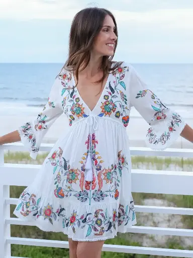 [LHDRS003176] Vestido Capri Small Blanco Bordado a mano