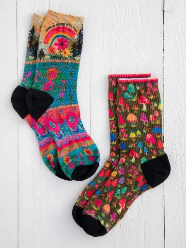 [SOCK000056] Media para descansar Con bordes Floreados