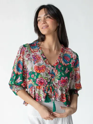 [TOP001987] Blusa Elisa de volantes romanticos M
