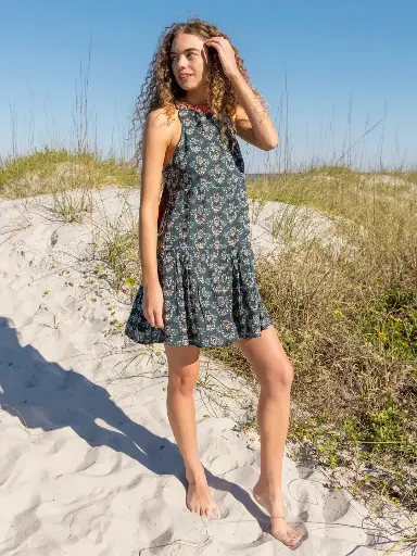 [LHDRS003202] Vestido Halle Halters corto en M azul aqua