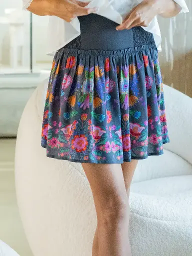 [SKRT000724] Falda Malia Mini M Color Marron Flores