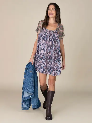 [LHDRS003282] Vestido Bluson XS S Abstracto Orgánico