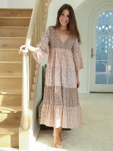 [LHDRS003226] Vestido Charlotte Maxi L crema