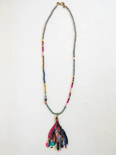 [N000041] Collar Boho de piedras y madera
