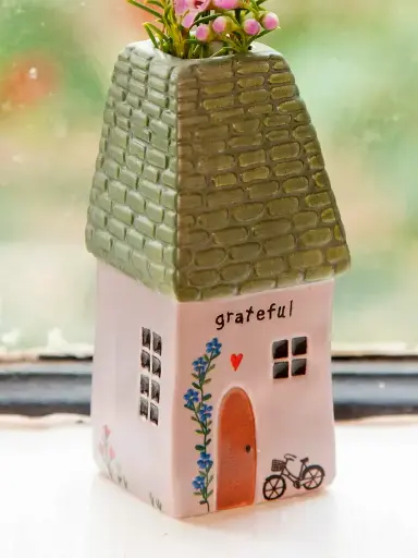 [VASE000026] Casita Florero Agradecida por todo