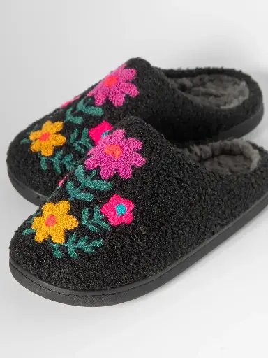 [MAS000073] Pantuflas iconicas de flores marron