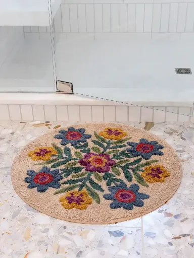 [BMAT000047] Alfombra redonda Flor color Tan