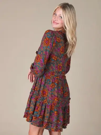 [LHDRS003425]  Vestido Dulce alegría mangas largas 100% rayon