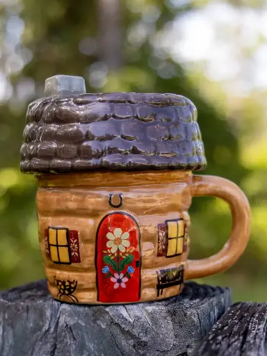 [MUG000158] Tazon en forma de Cabaña Mi Hogar Feliz