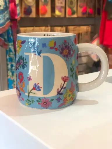 [MUG000120] Initial Mugs D Floral