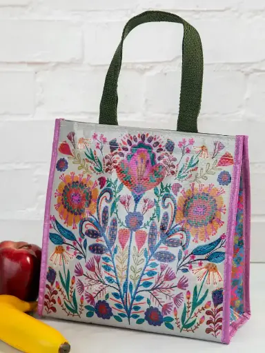 [KTT000227] Lonchera crema insulada con flores