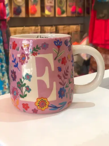 [MUG0000121] Tazas con inicial E Floral