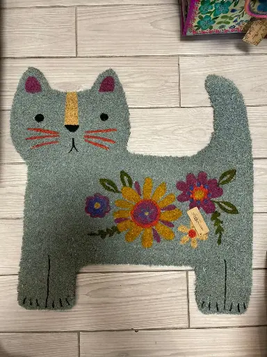 [RUG000181] Alfombra diseño gatita azul para la puerta