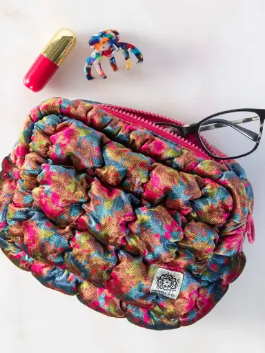 [BAG000217] Cartera Cosmetiquera Puffy en Velvet color Rosa