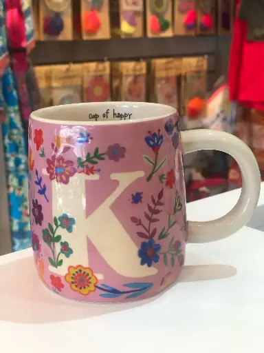 [MUG000123] Tazas con inicial K floral