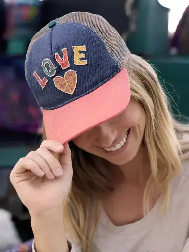 [HAT000124] Gorra en Canvas Azul Bordado Vive Feliz