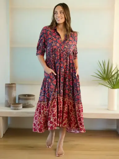 [LHDRS003726] Vestido Rebecca XXL Azul Ornate