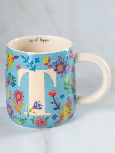 [MUG000129] Tazas con iniciales T Floral
