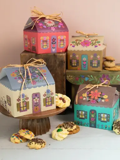 [DSK000080] Cajas individuales Casitas Coloridas manualidad
