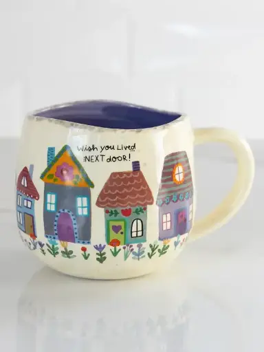 [MUG000157] Tazon artesanal casitas Ojala Vivas al lado 