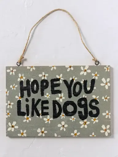 [ODF000072] Cuadro Madera Espero te gusten los perros Floral