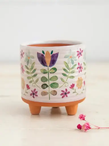 [PLNT000022] Macetero Terracota Flores Naturales Naranjas