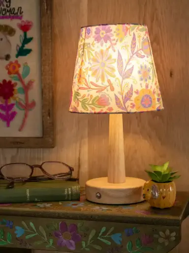 [LAMP00007] Lampara de toque Floral crema y rosada