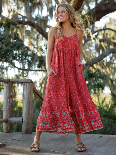 [Jump243] Jamie Jumpsuit S Red Ditsy