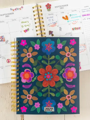 [DSK000092] Agenda 17 meses 2027 Azul Floreada