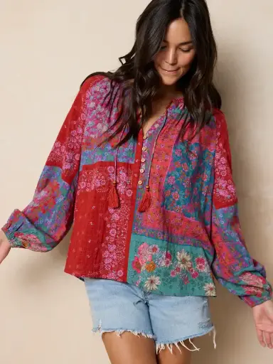 [TOP002472] Blusa Camila XS para Mujeres Mangas Tres Cuarta