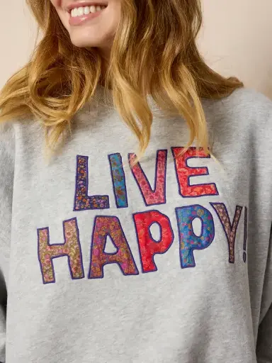 Sweater en Letras Parches Vive Feliz Medium